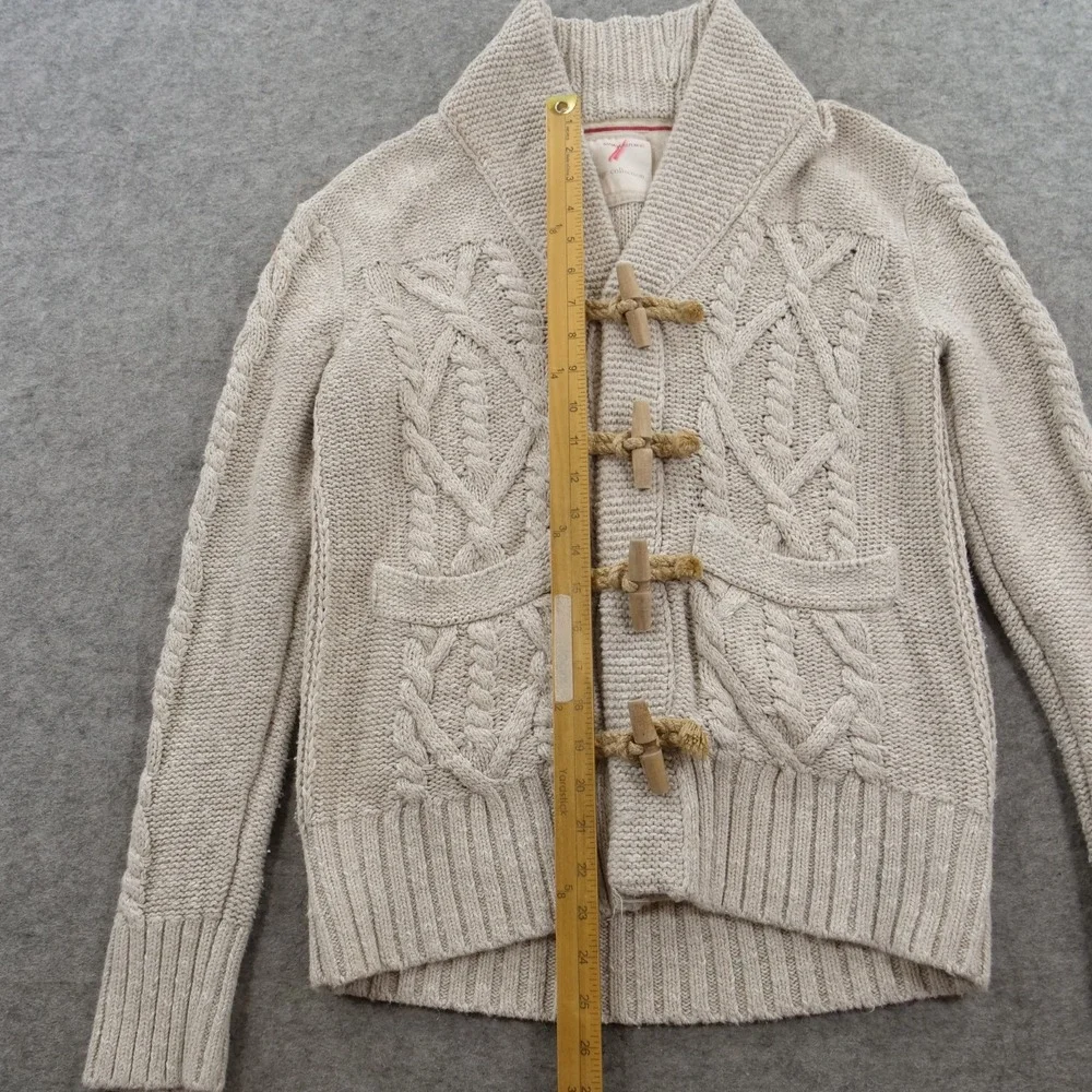 Banana Republic Sweater Mens Medium Beige Toggle Cardigan Shawl Cable Knit